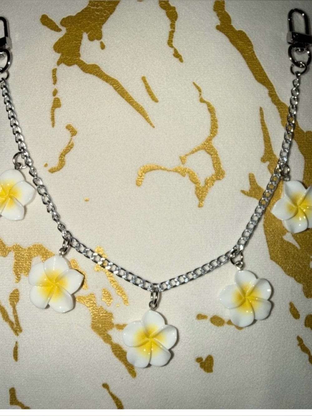 White & Yellow Flower Bag Charm